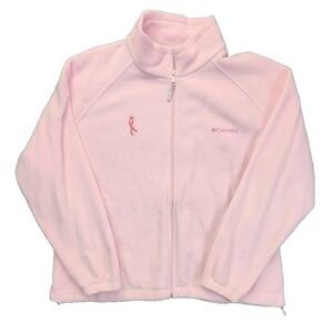 Columbia Womens 2X Pink Benton Springs Fleece Jacket Breast Cancer Pink Ribbon